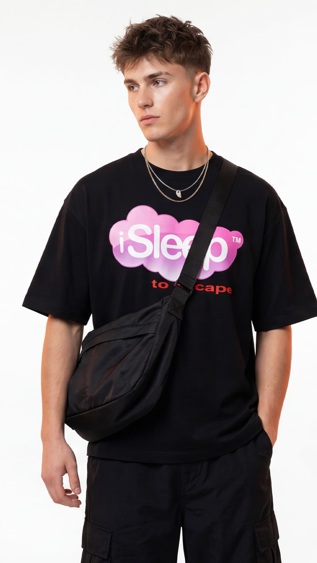 Unisex organic oversized high neck t-shirt